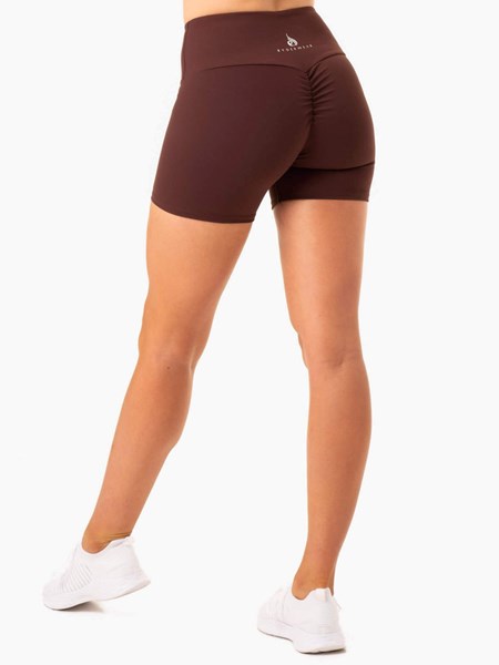 Ryderwear Staples Scrunch Bum Stredne Length Shorts Čokoláda | PKLGE6183